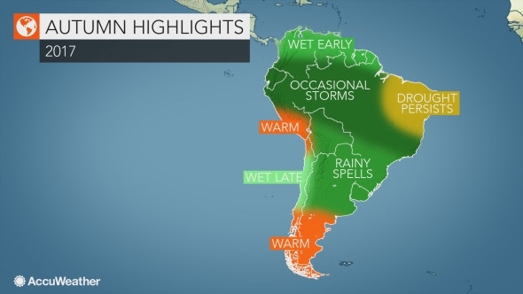2017 South America Autumn Forecast Rain To Aid Wildfire Danger In